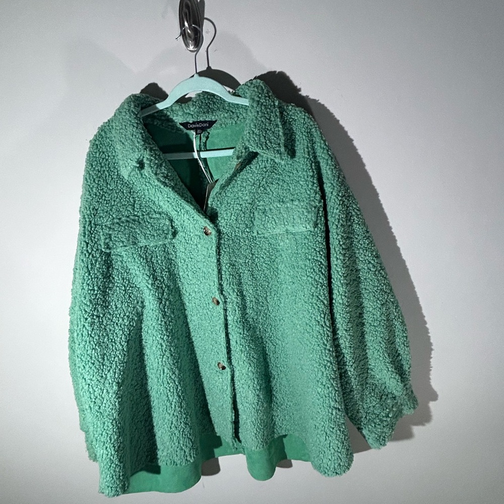 DAVI & DANI Mint Teddy Jacket - Picture 1 of 12